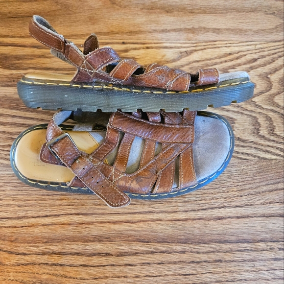 Dr. Martens Doc Sandals Womens 9.5 Brown Leather Chunky VTG 90s Platform Buckles - Picture 5 of 11